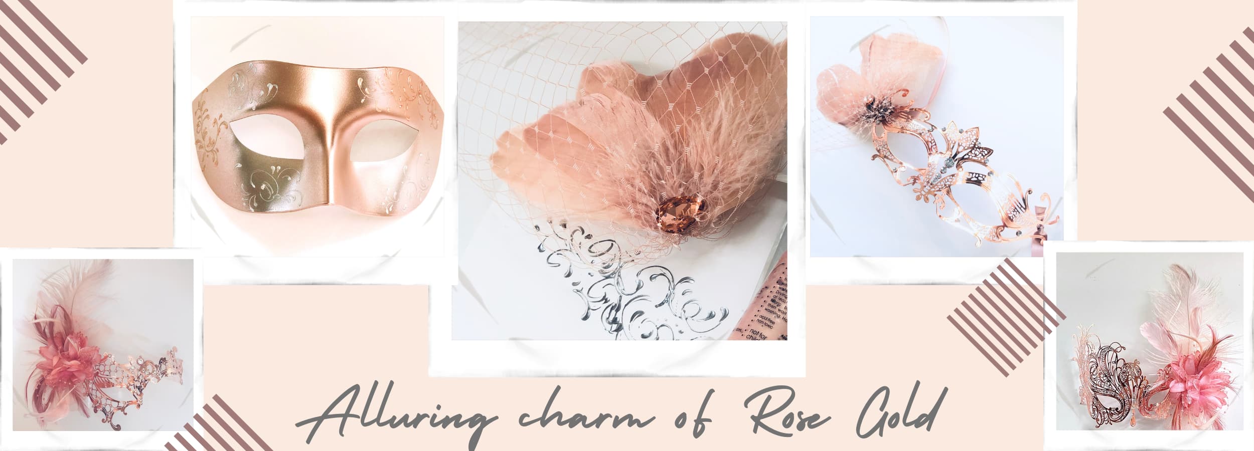 Rose Gold Masquerade Masks