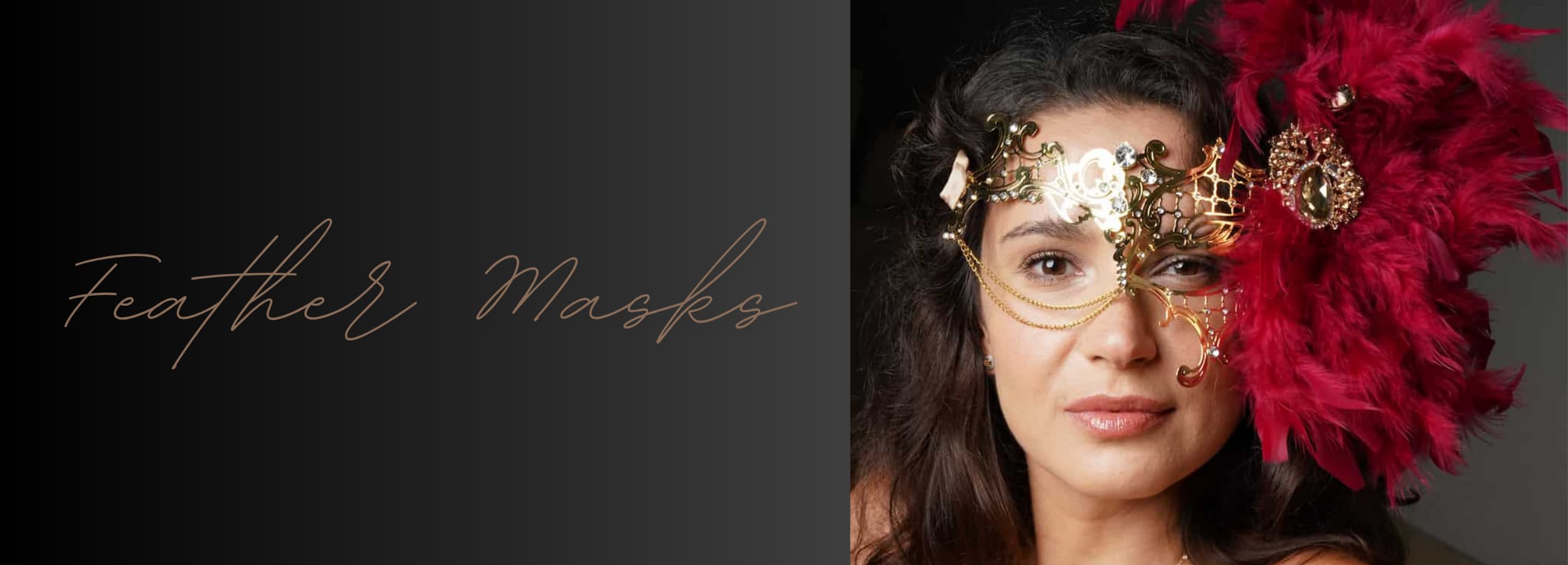 Women's Venetian Masquerade Mask – Black/Silver Brocade With Lace & Ostrich Feathers