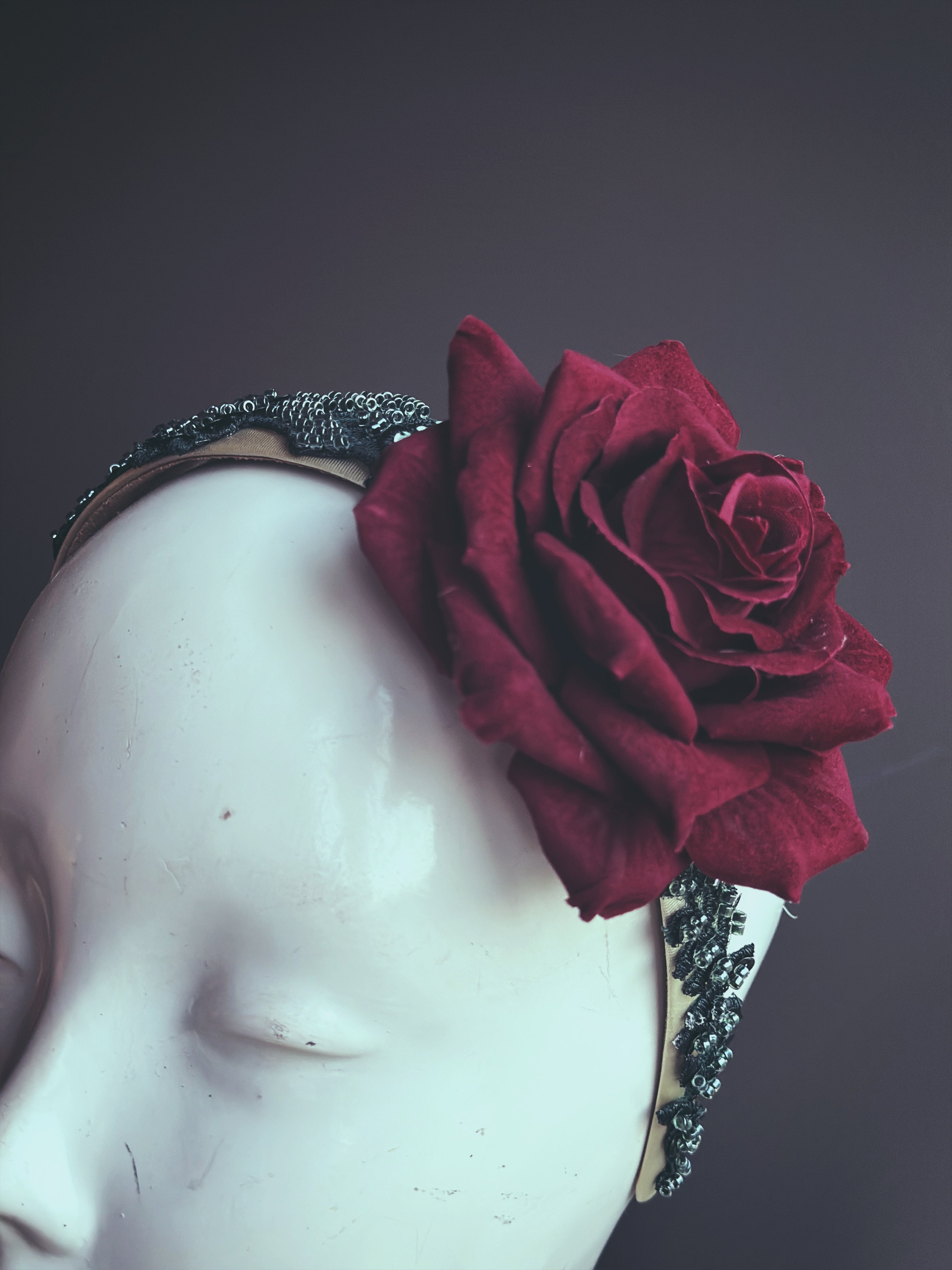 Burgundy Rose Embellished Headband