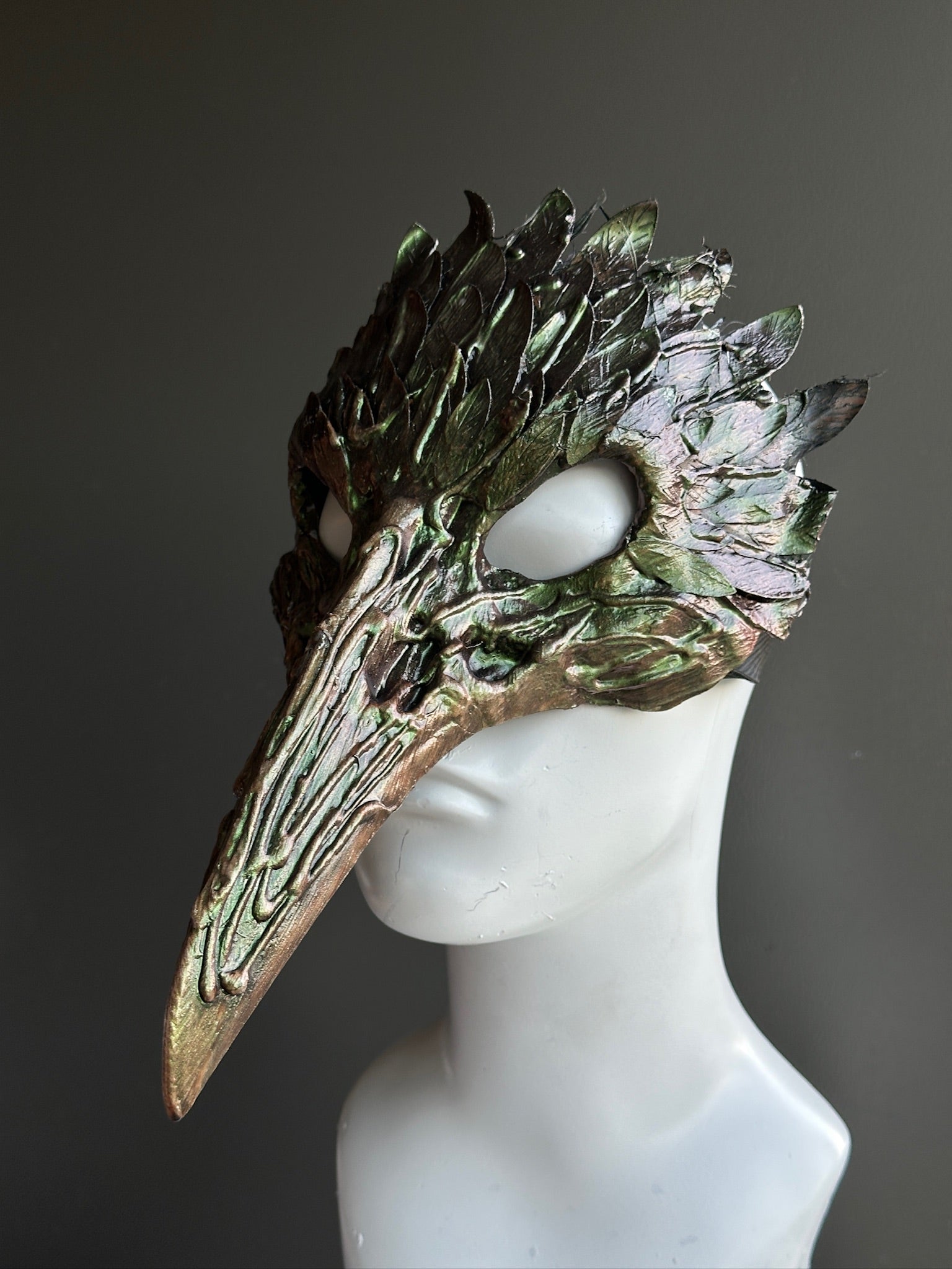 Bird Skull Mask - Green/Bronze