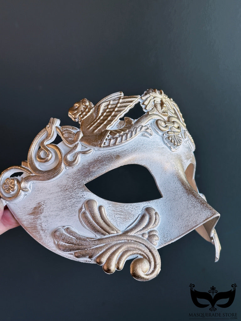 Gladiator Mask - White / Gold