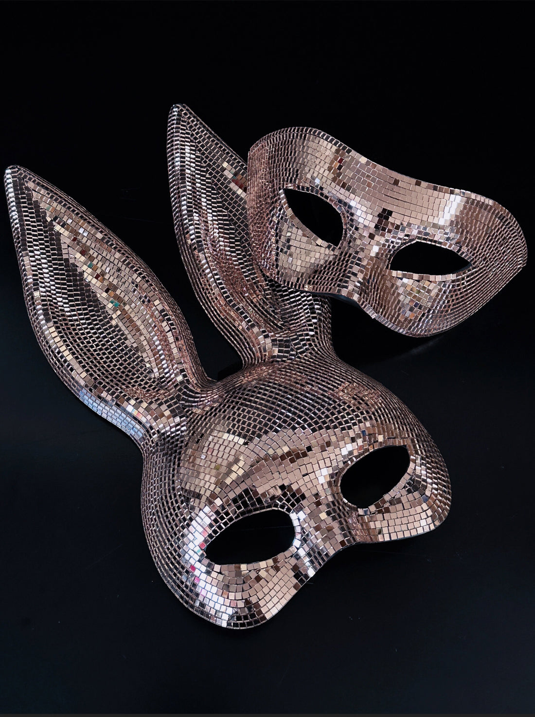 Disco Bunny Couples Masks - Rose Gold