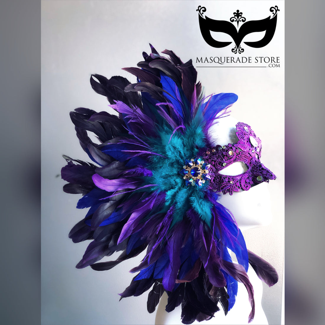 LUX FEATHER MASK - PURPLE TEAL