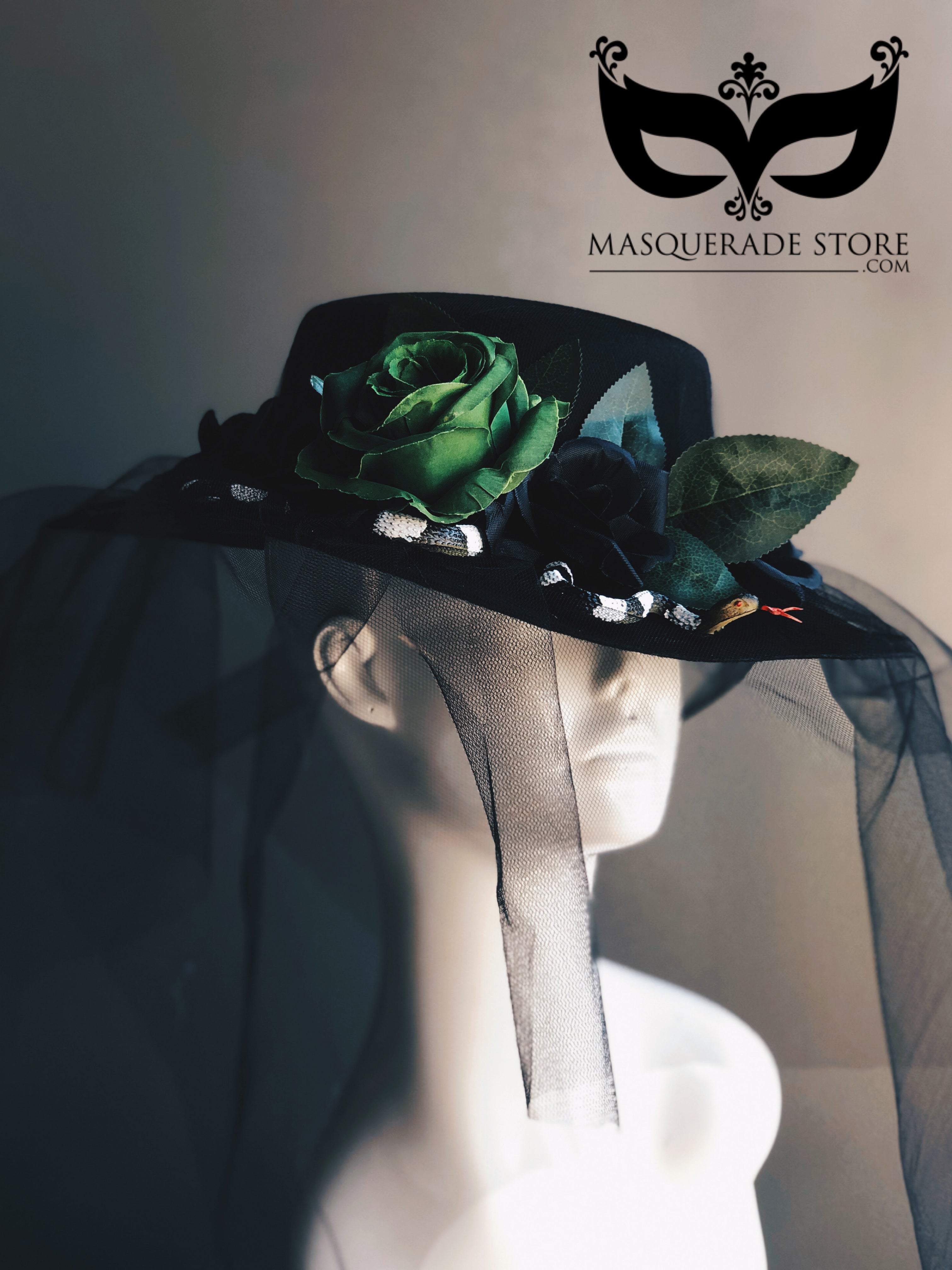 Black Widow Hat with Snake Accent