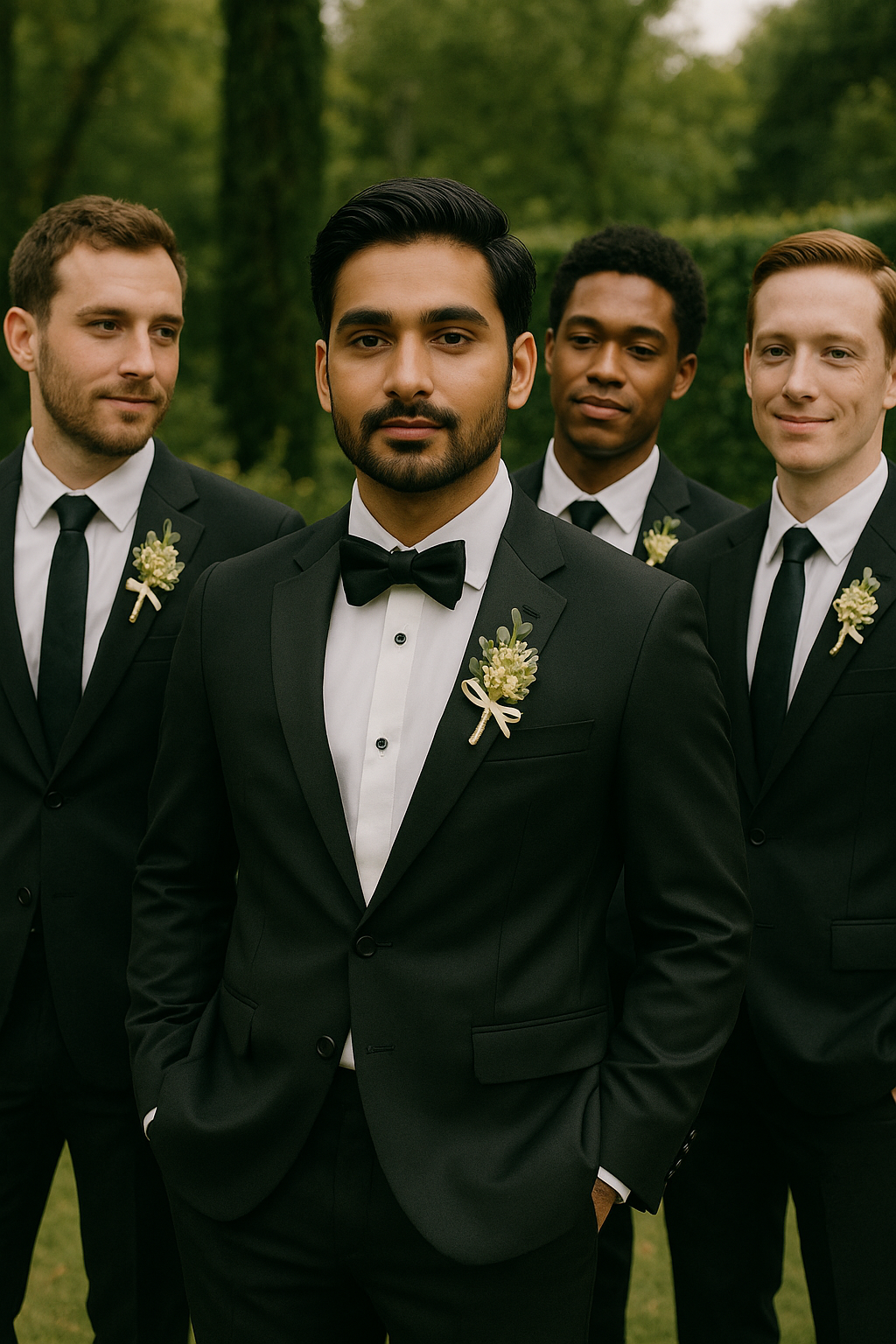 Wedding Boutonniere Set - 6 PCS - Yellow White