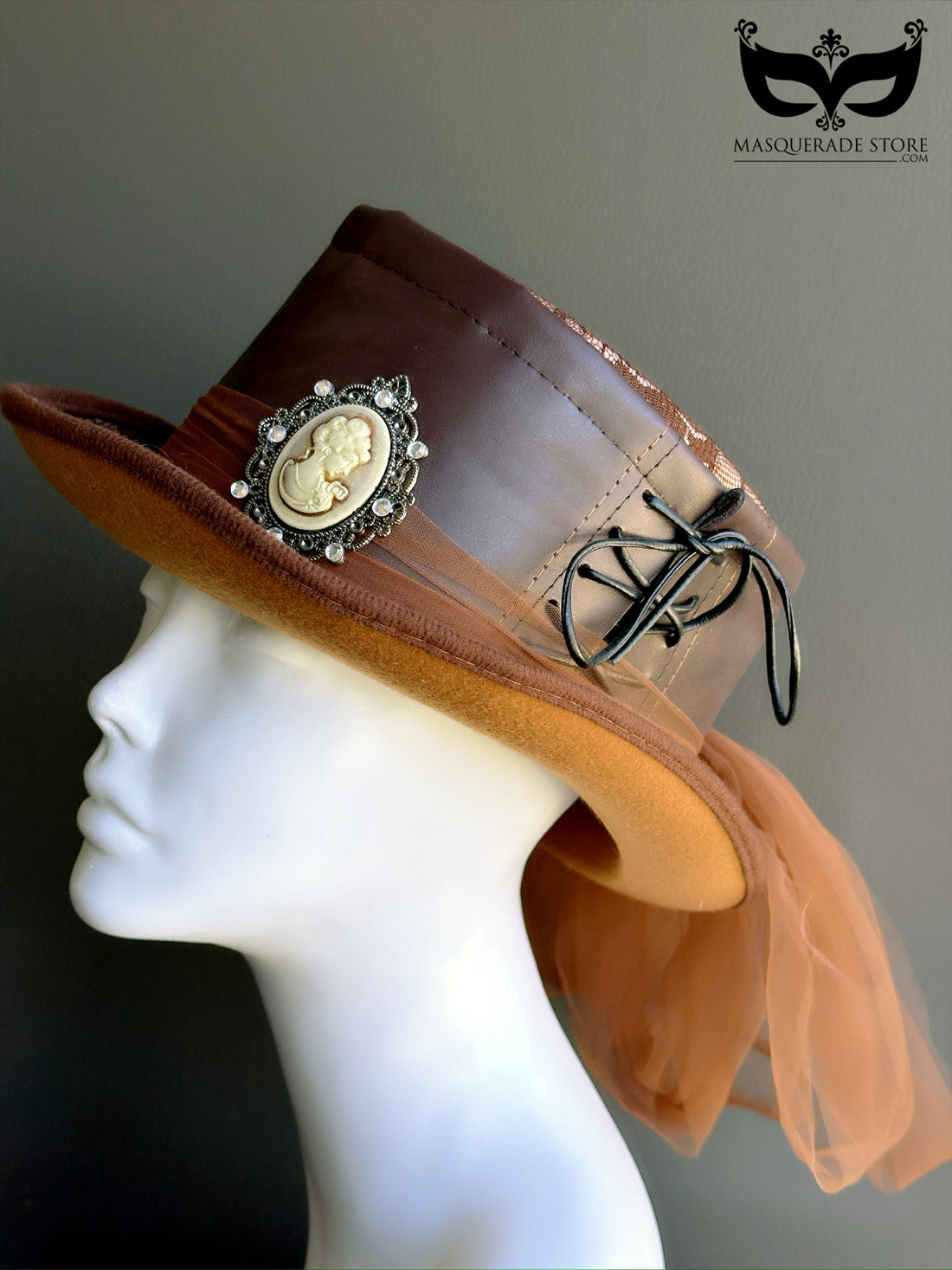 Victorian Echo – Brown Lace Top Hat