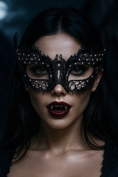 Womens Masquerade Mask Black Black Mask / Crystals + Pearls