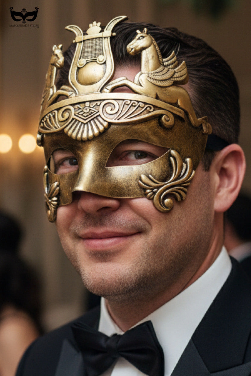 Roman Horse Mask - Gold