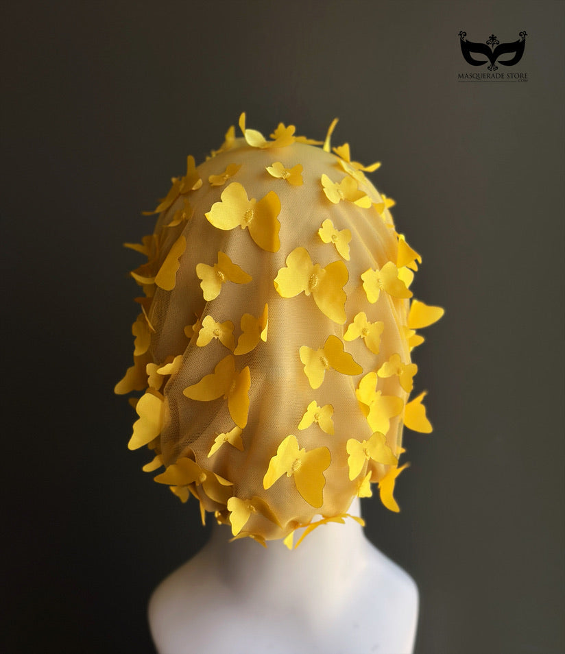 Golden Butterfly Mirage Veil - Avant Garde Couture Headpiece