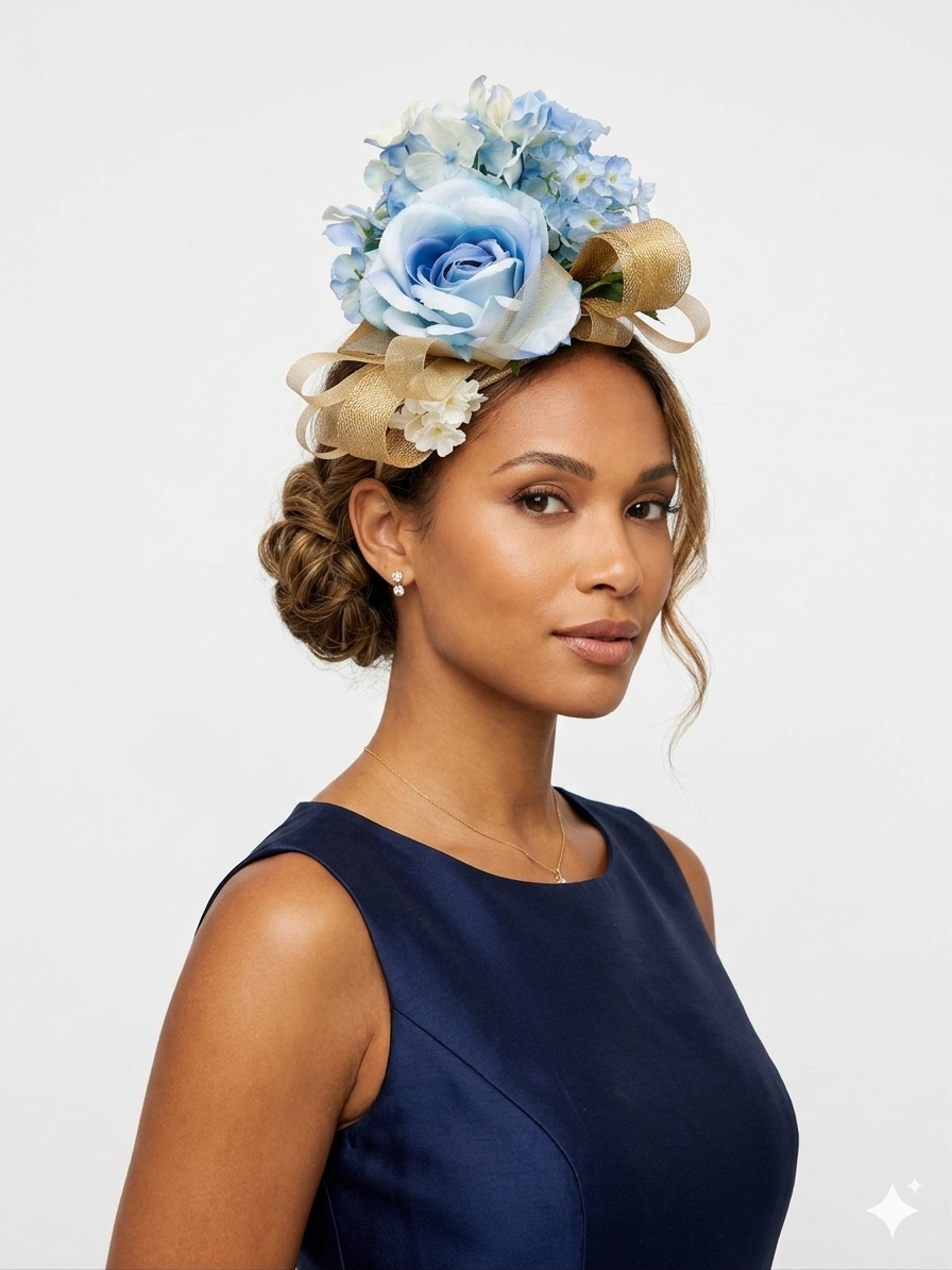 Blue Garden Rose Fascinator