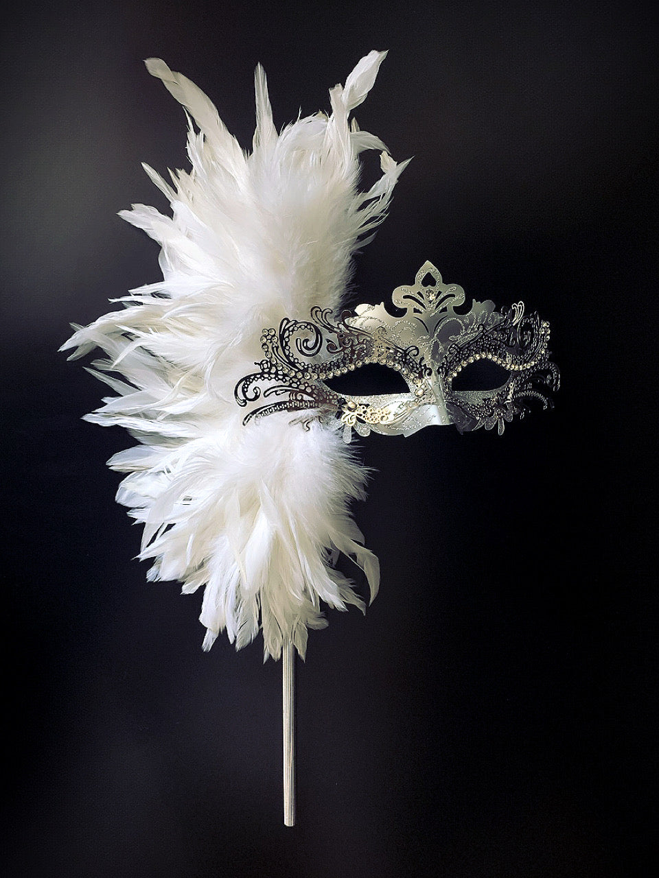Duca Mask with Handheld Stick and Feathers