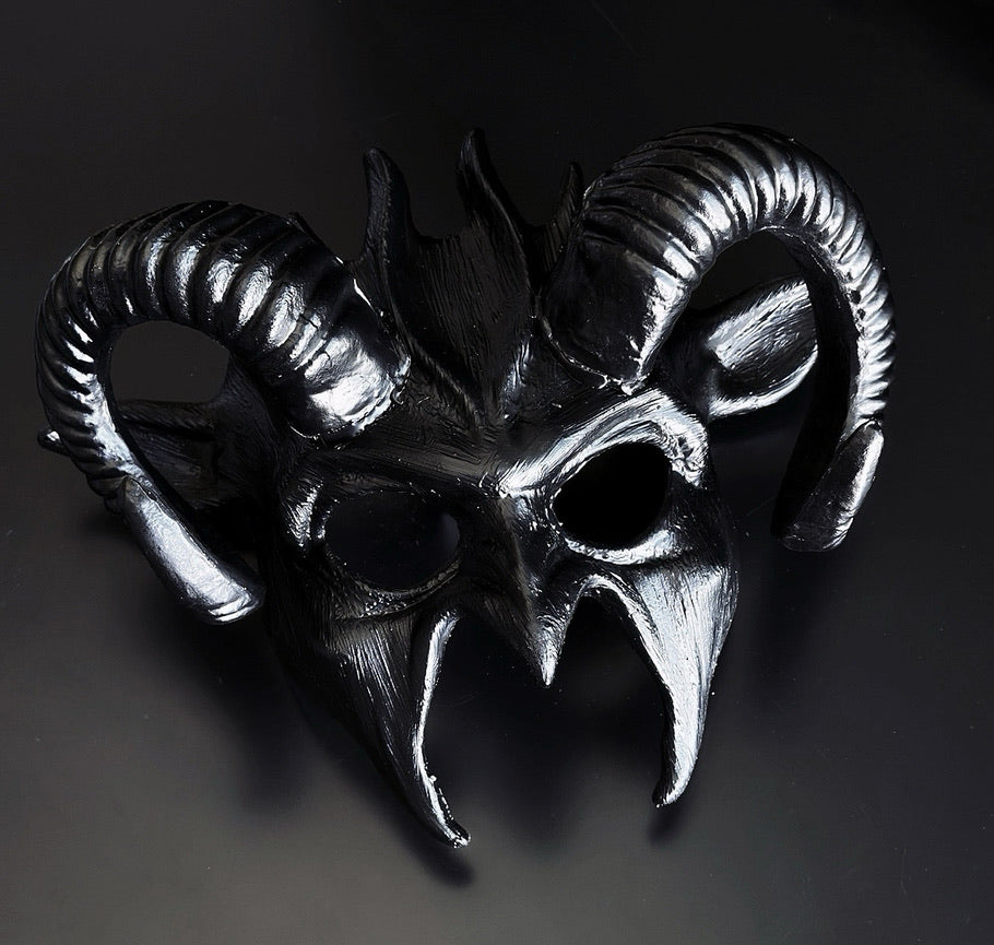 Black Ram Horn Gothic Devil Cosplay Mask
