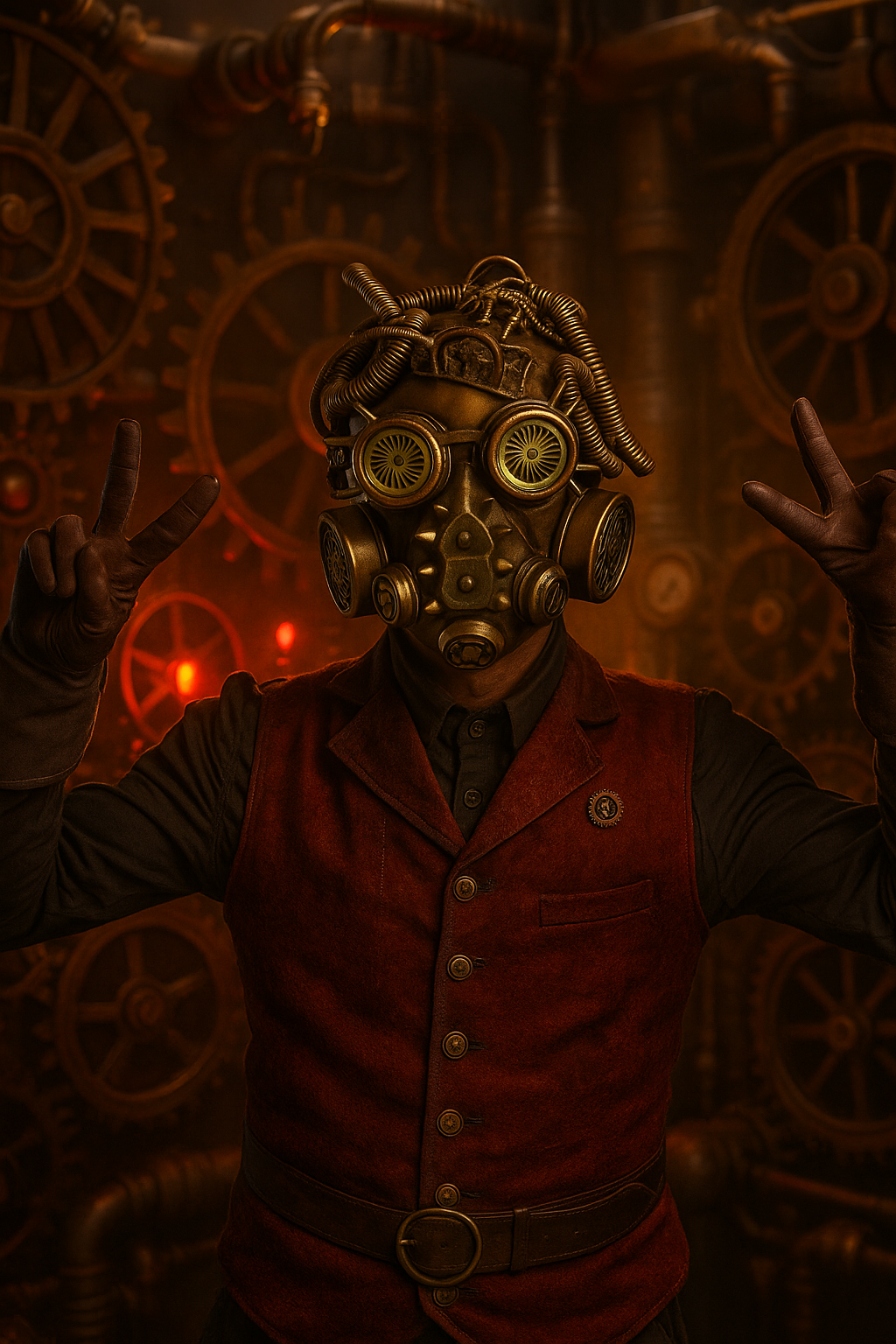Steampunk Full Face Gas Mask - Gold