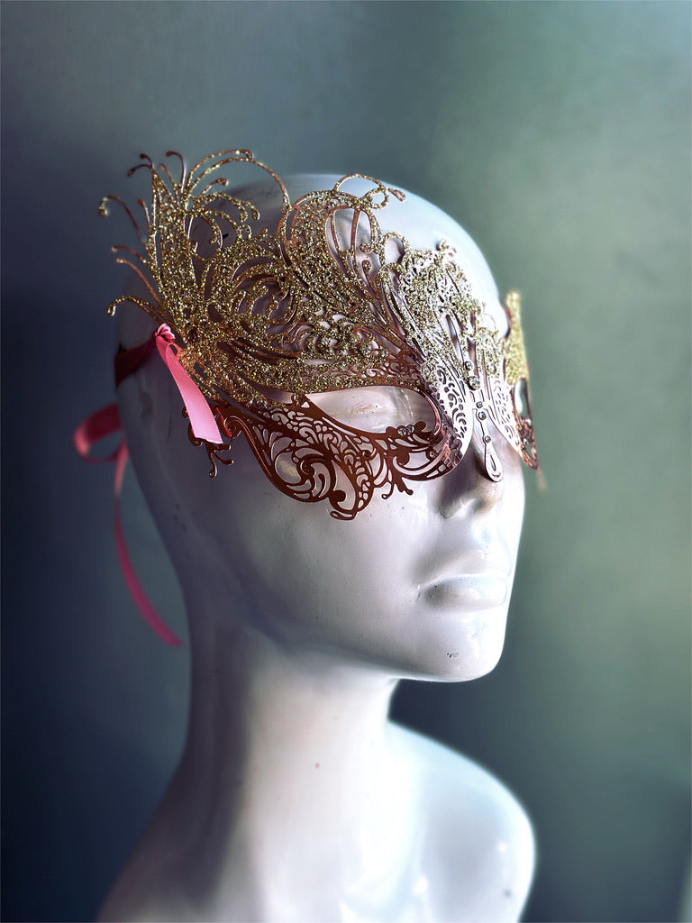 Swan Mask - Rose Gold Metal