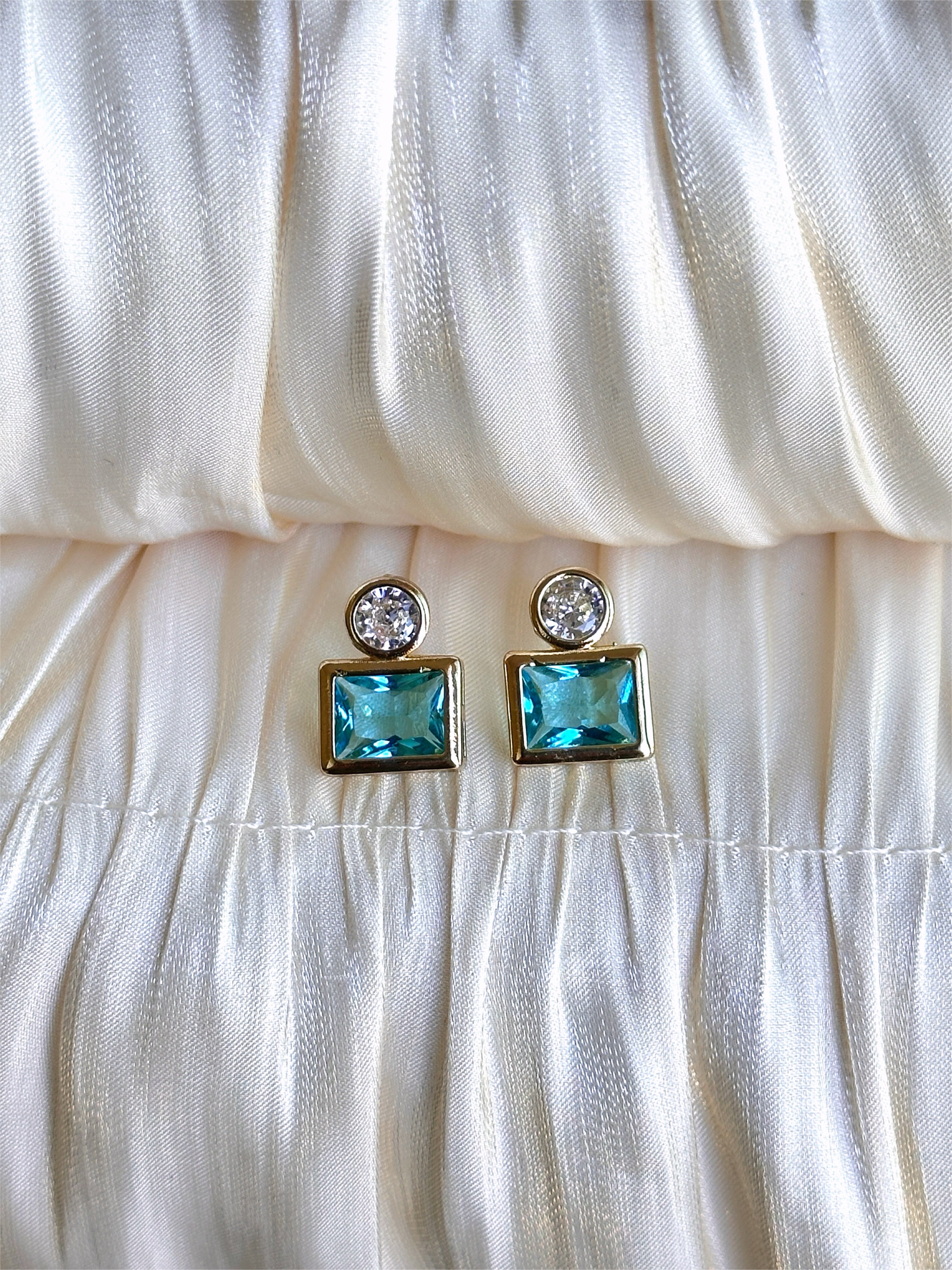 Aqua Lumen Duo Stud Earrings