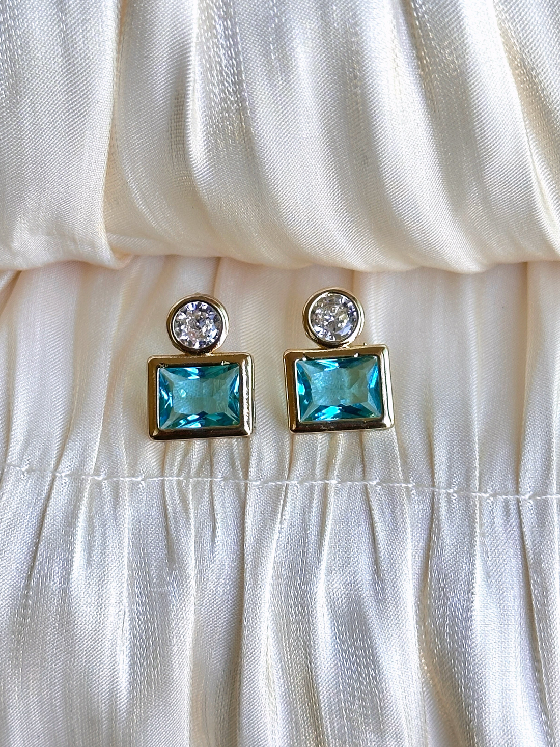 Aqua Lumen Duo Stud Earrings
