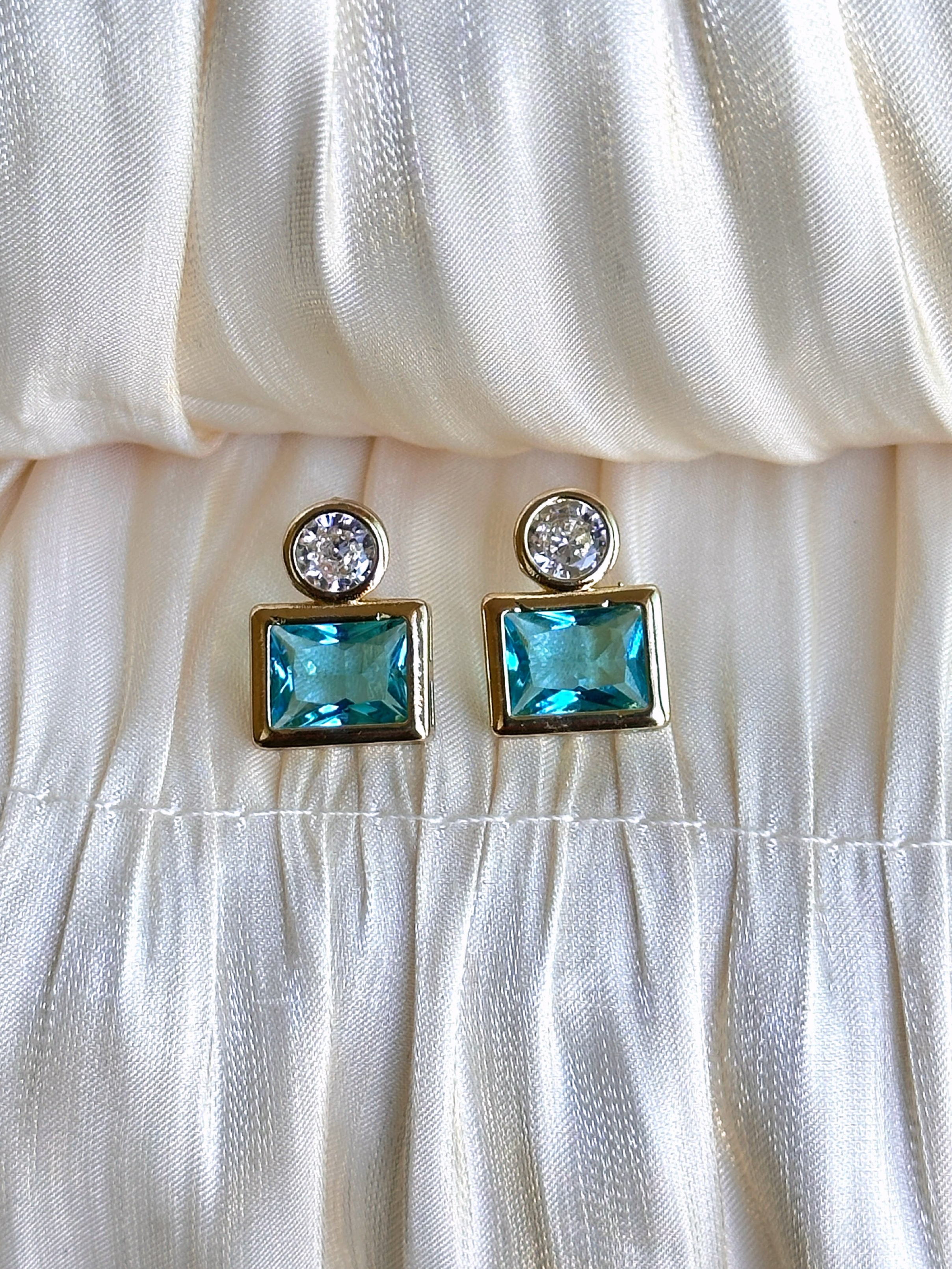 Aqua Lumen Duo Stud Earrings