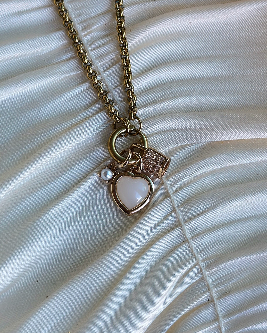 Golden Heart Lock Charm Necklace