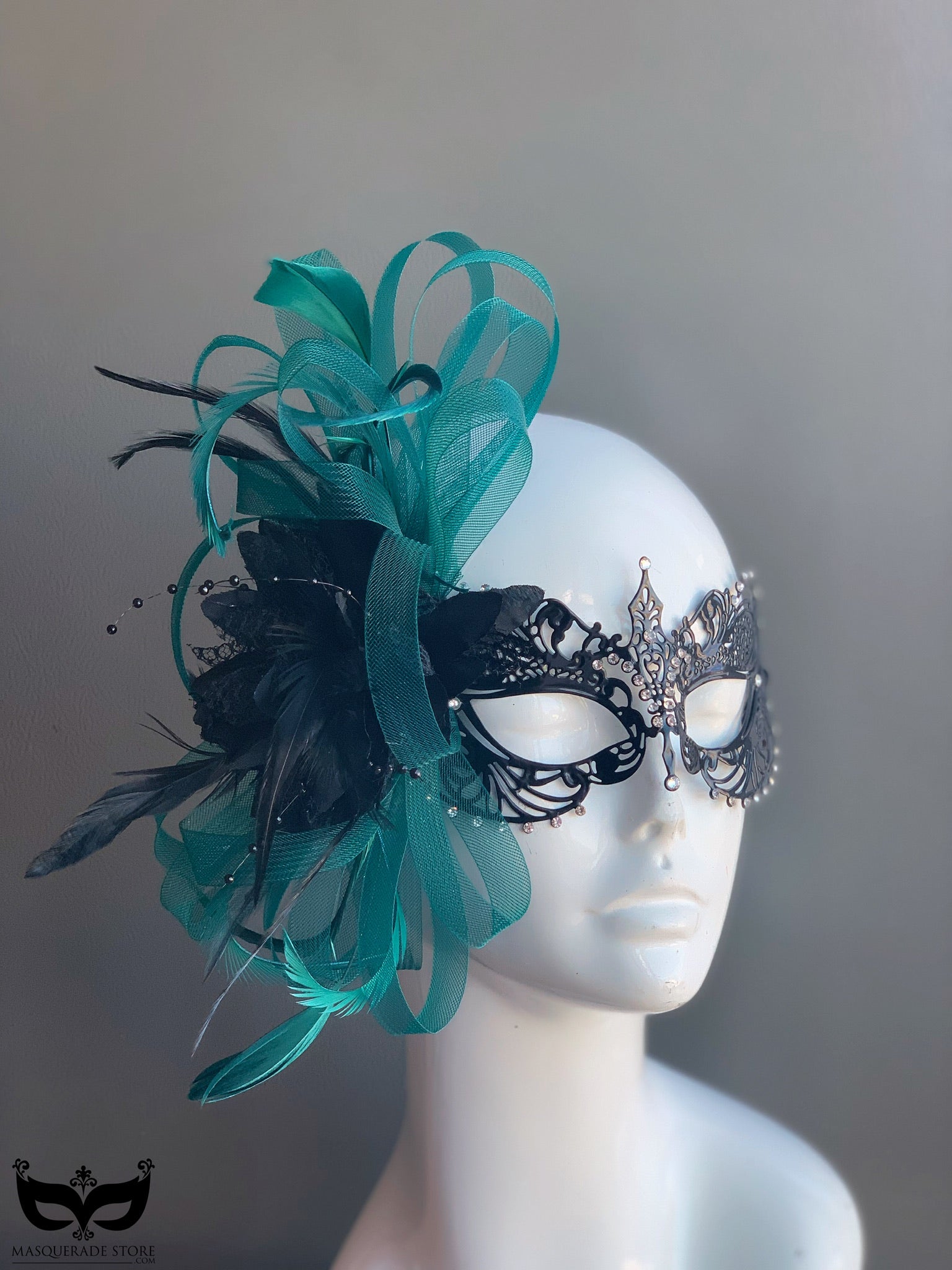 Ana Black Feather Metal Mask - Many Colors