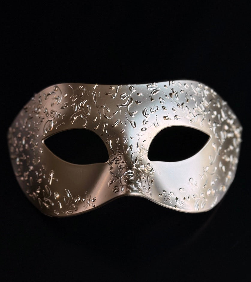 Champagne Gold Masquerade Mask with Floral Filigree