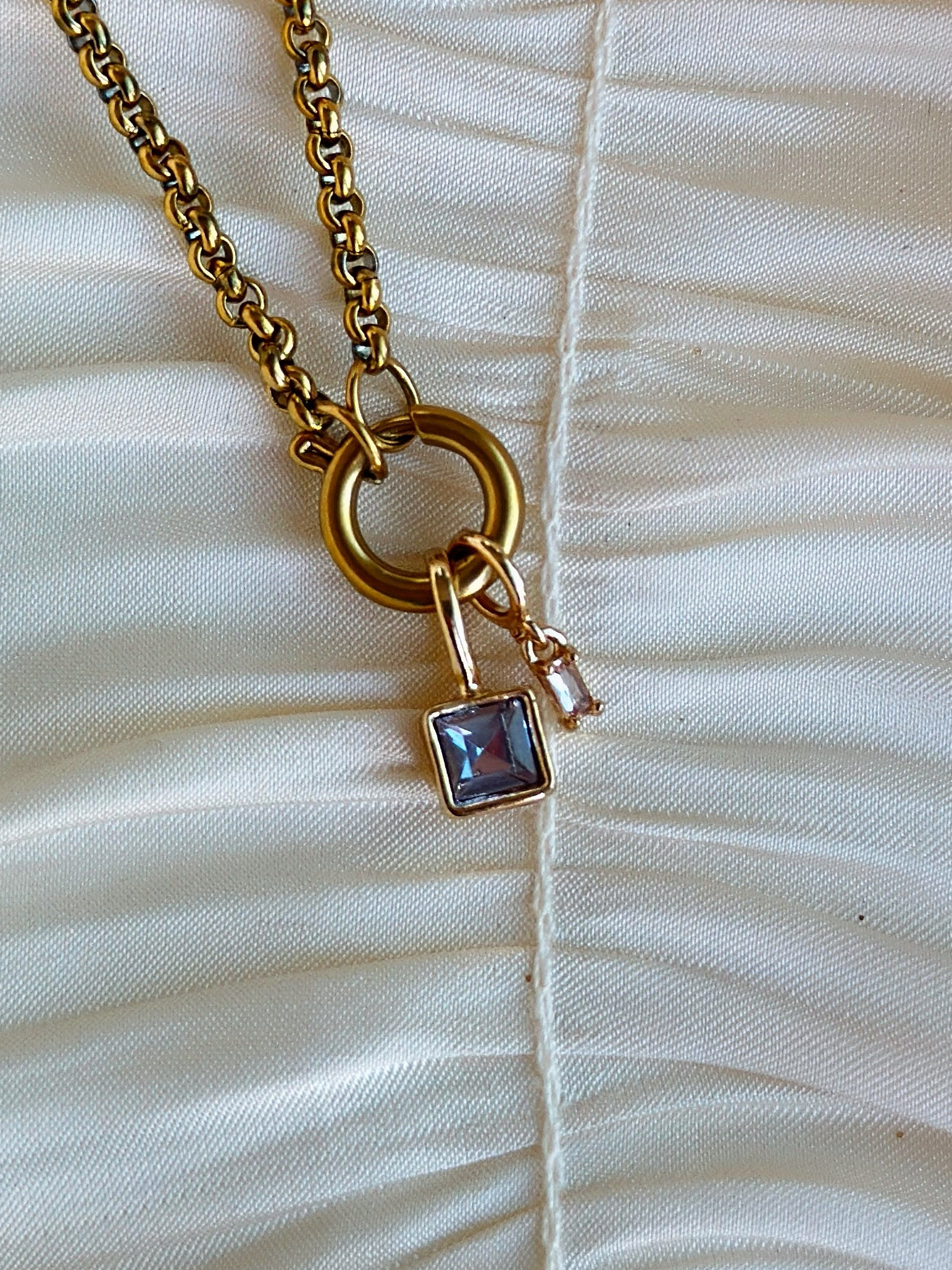 Elara Dual Charm - Necklace (Light Purple/ Opal)