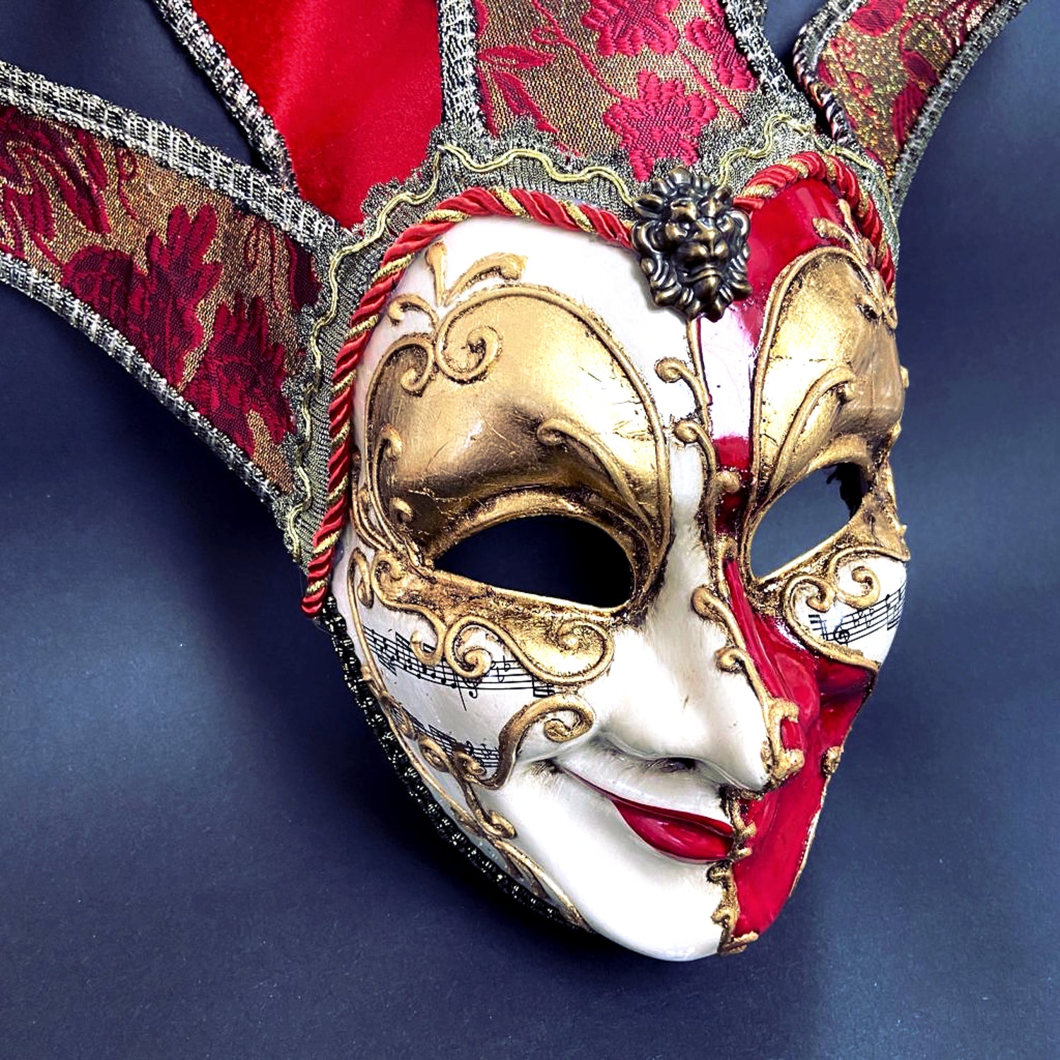 Venetian Jester Mask - Red and Gold