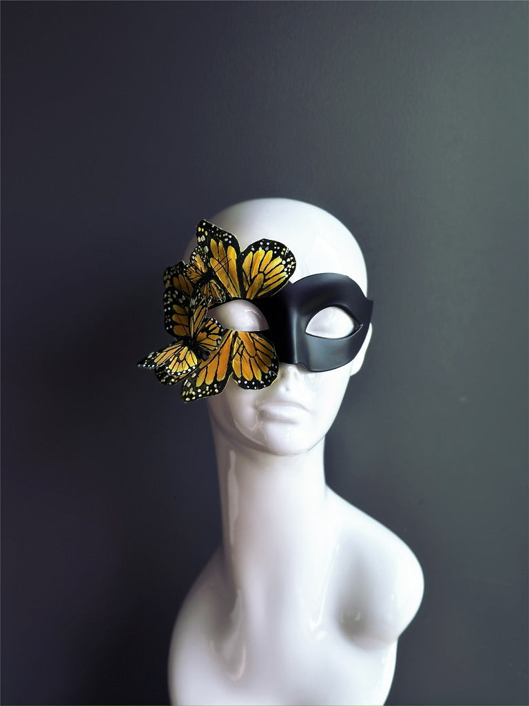 Butterfly Mask - Black and Yellow Monarch