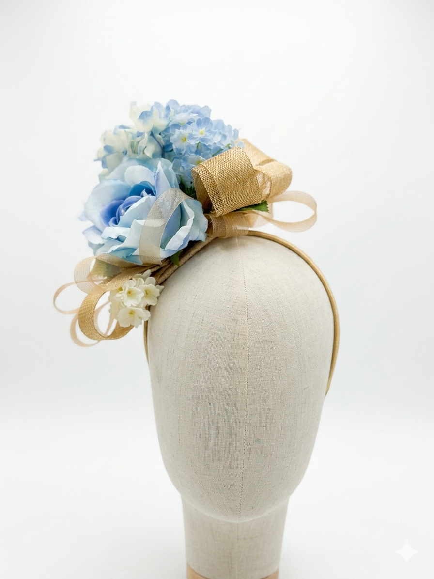 Blue Garden Rose Fascinator