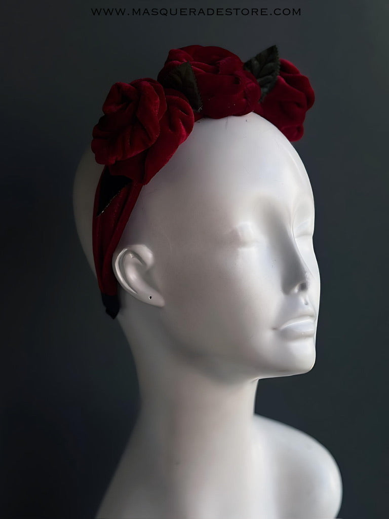 Christmas Red Velvet Rose Headband