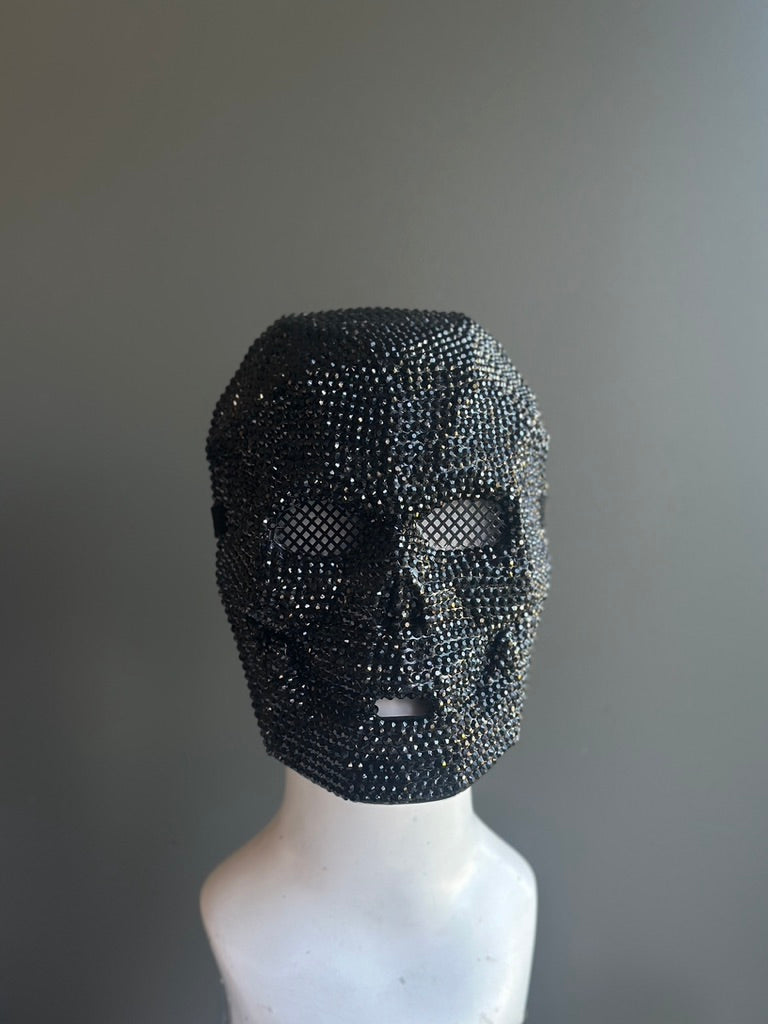 Jeweled Skull Mask - Black