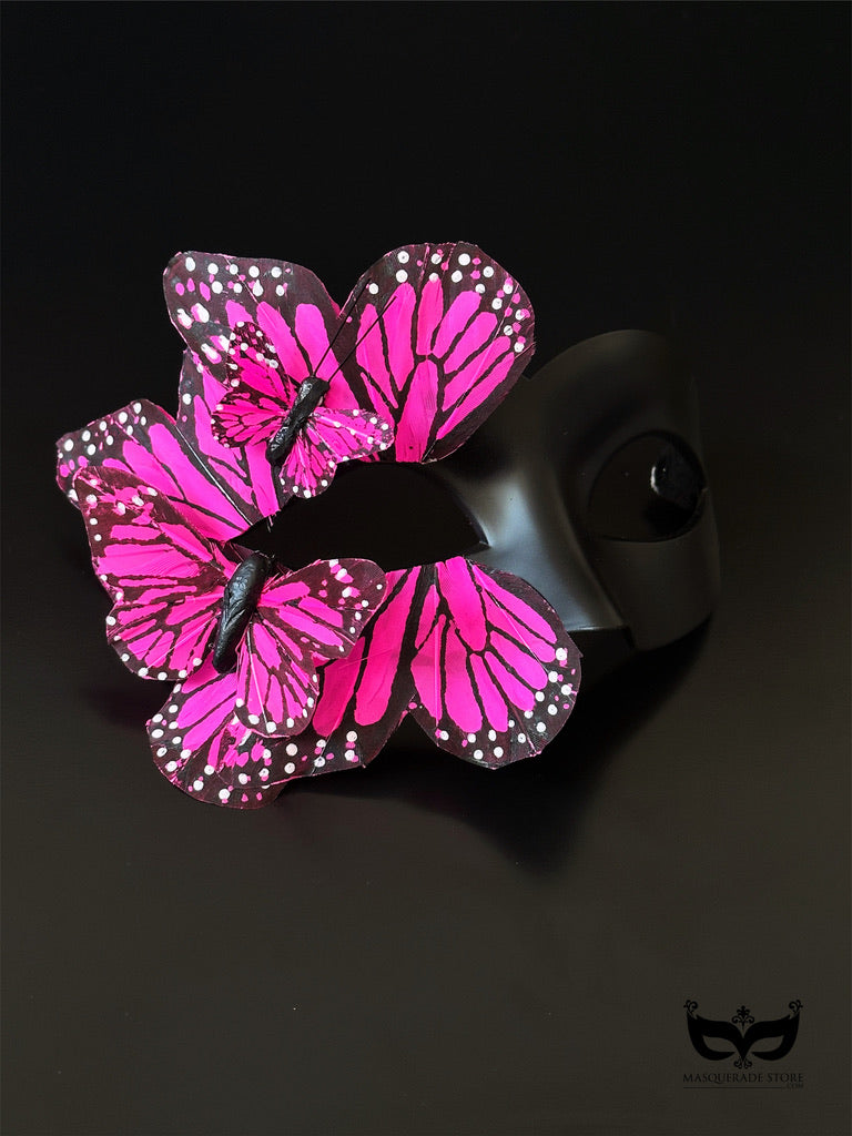 Butterfly Mask - Black and Pink