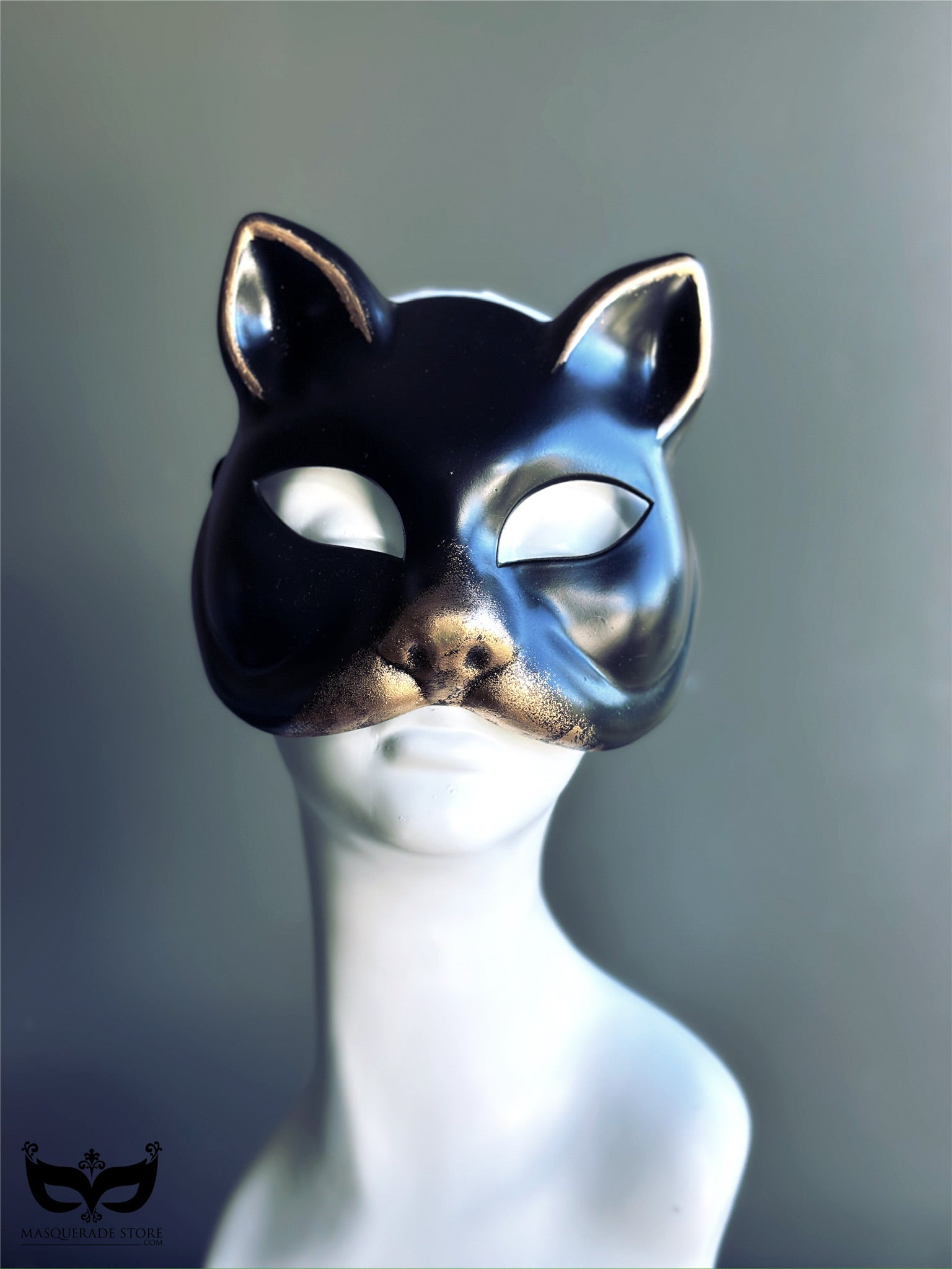 Velvet Whiskers - Black Gold Cat Mask
