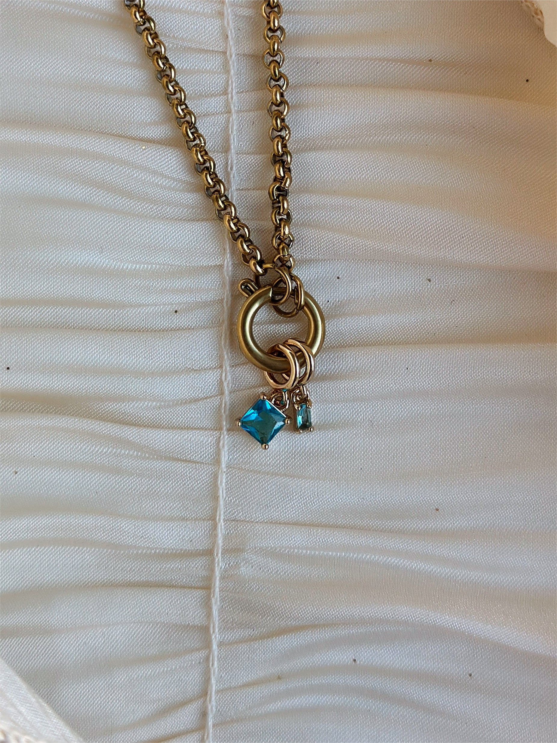 Elara Dual Charm - Necklace (Aqua)