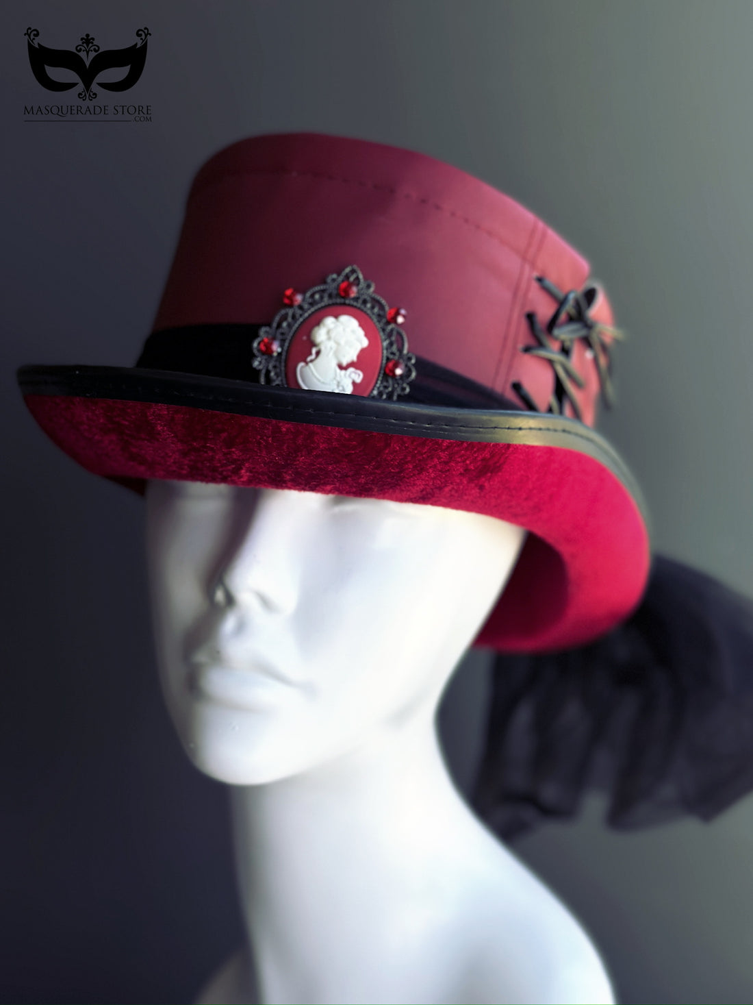 Victorian Red - Red Lace Top Hat