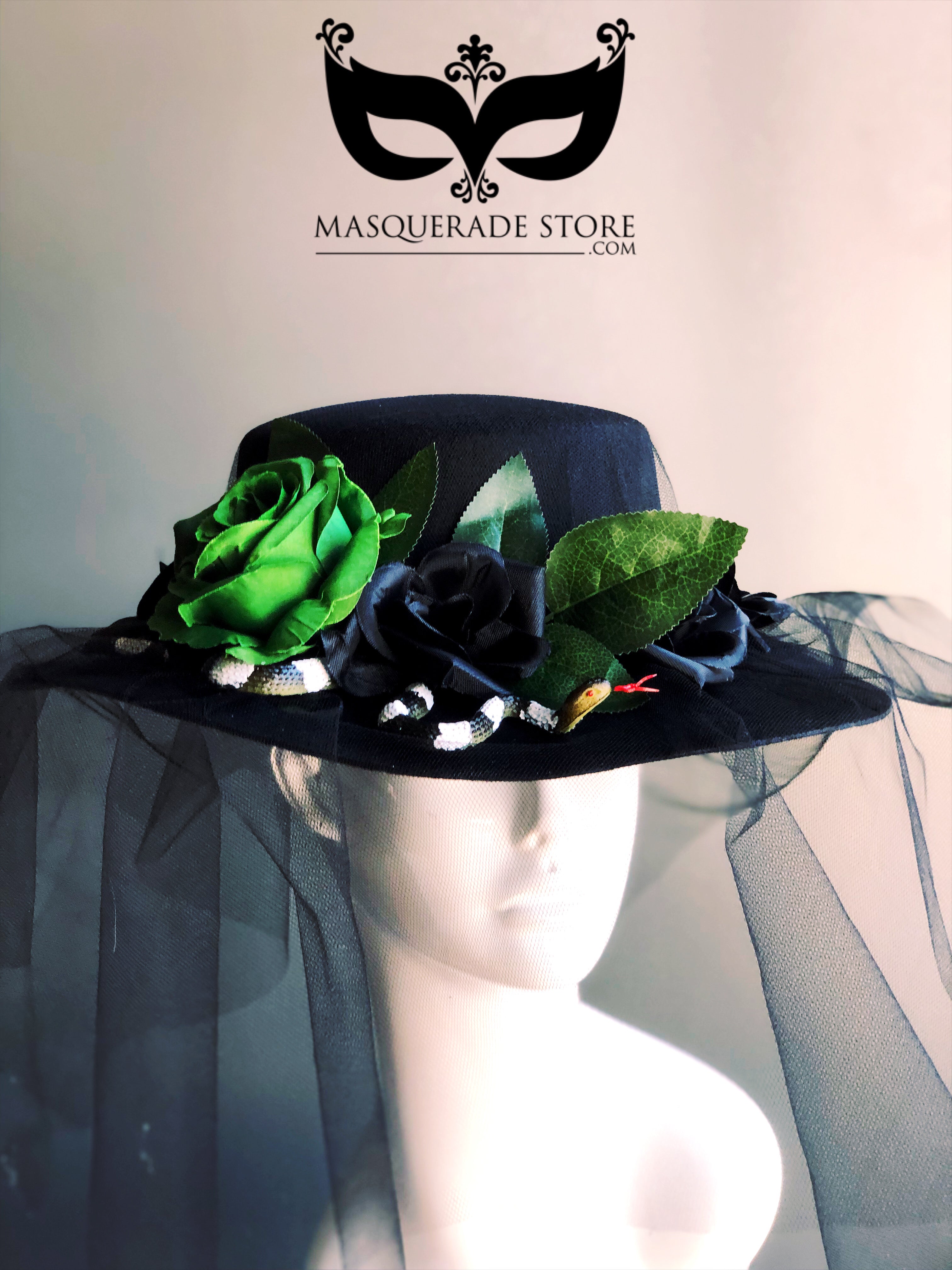 Black Widow Hat with Snake Accent