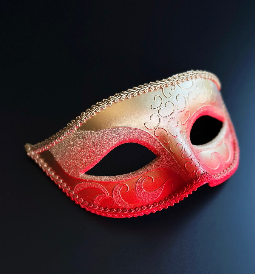 Mens Red & Gold Ombre Venetian Masquerade Mask