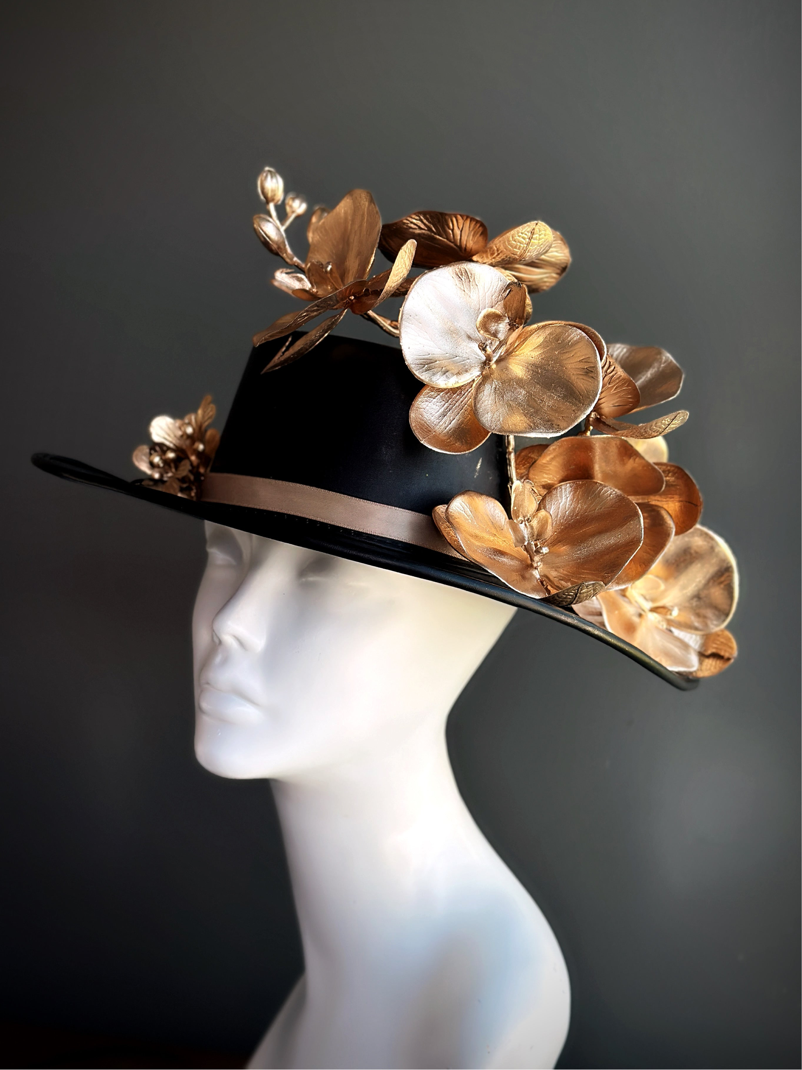 Gold Black Orchid Hat - Unisex
