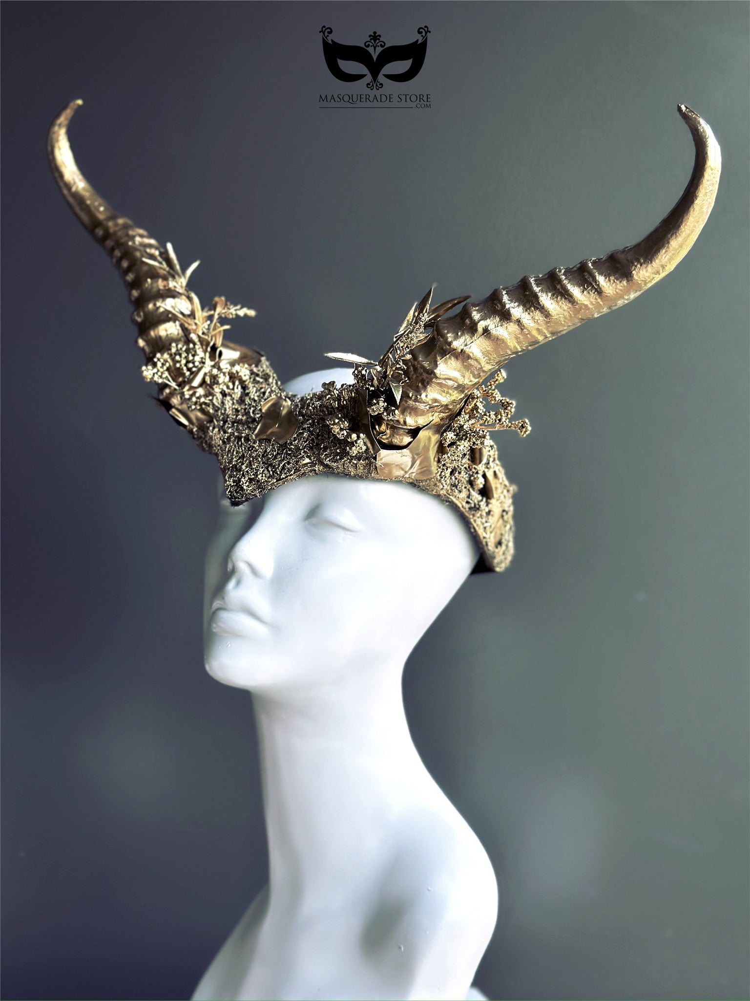 Long Horn Headdress - Gold Glimmer
