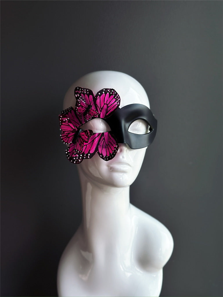 Butterfly Mask - Black and Pink