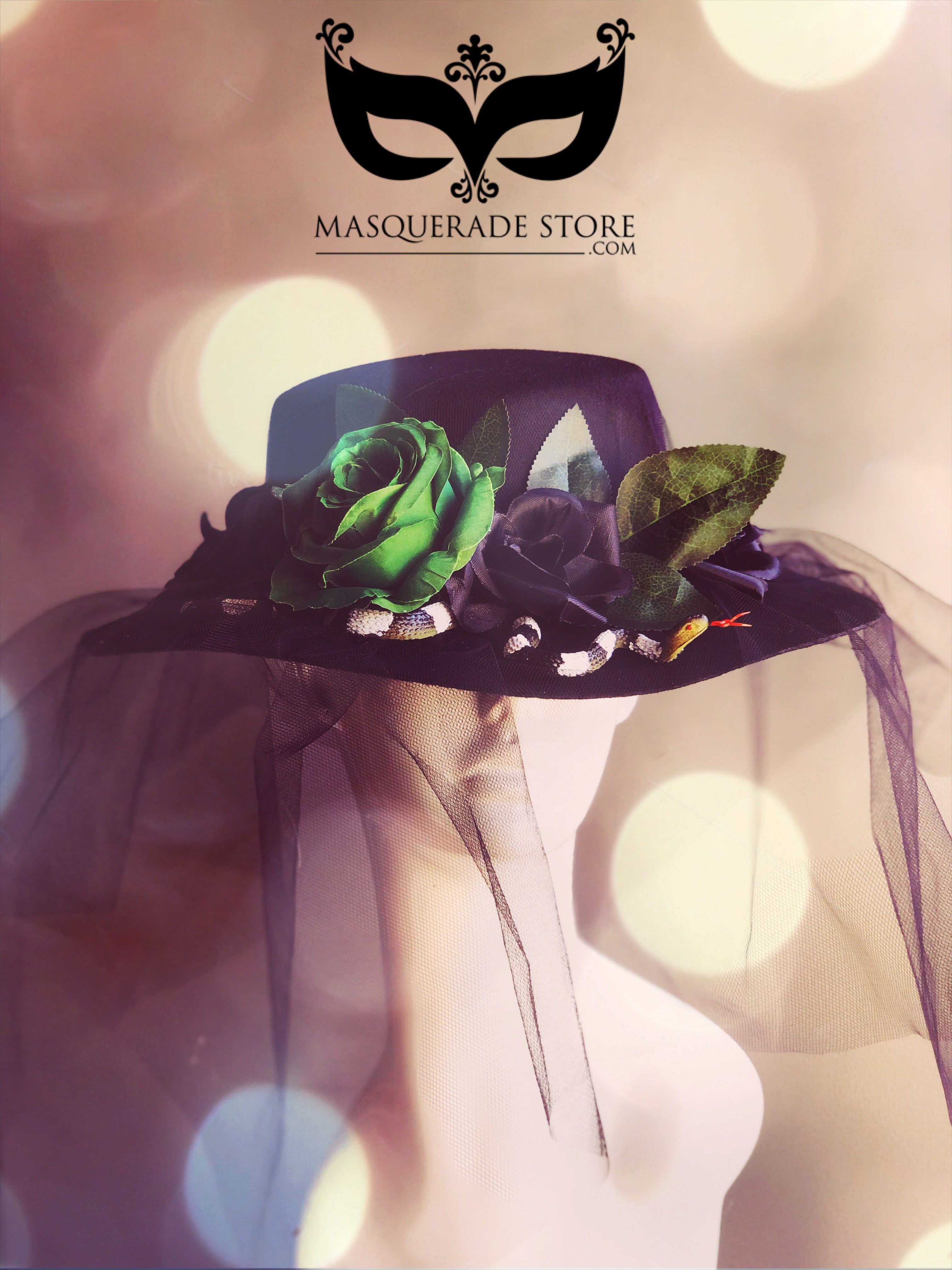 Black Widow Hat with Snake Accent