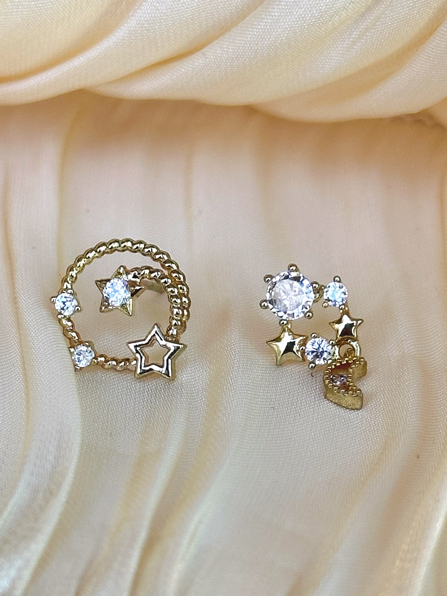 Celestial Star Mismatch Stud Earrings