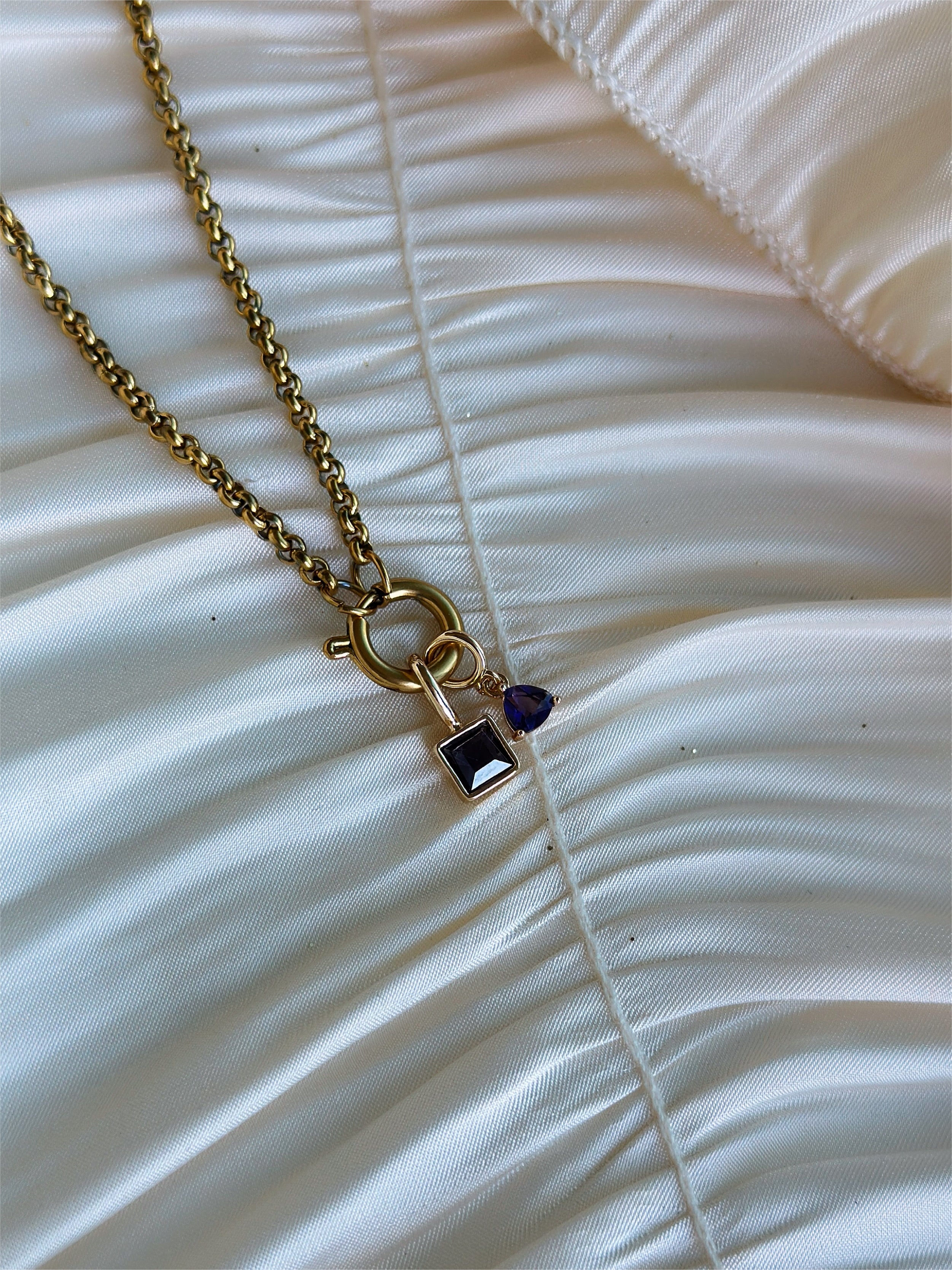 Elara Dual Charm - Necklace (Dark Purple)
