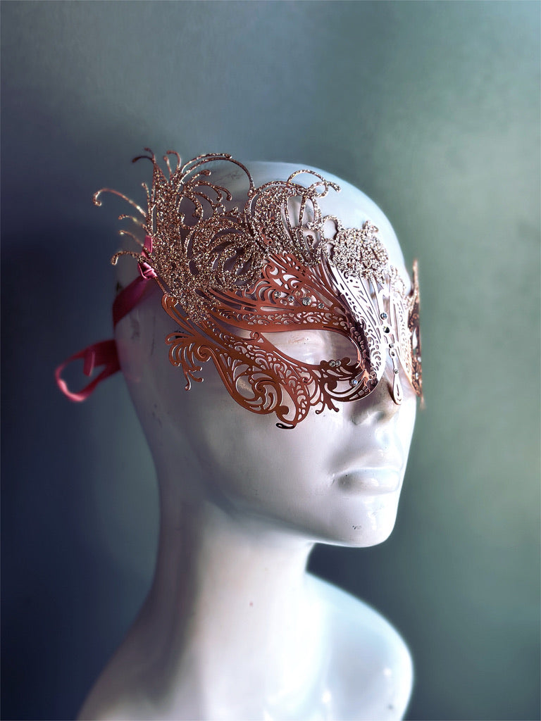 Swan Mask - Rose Gold Metal