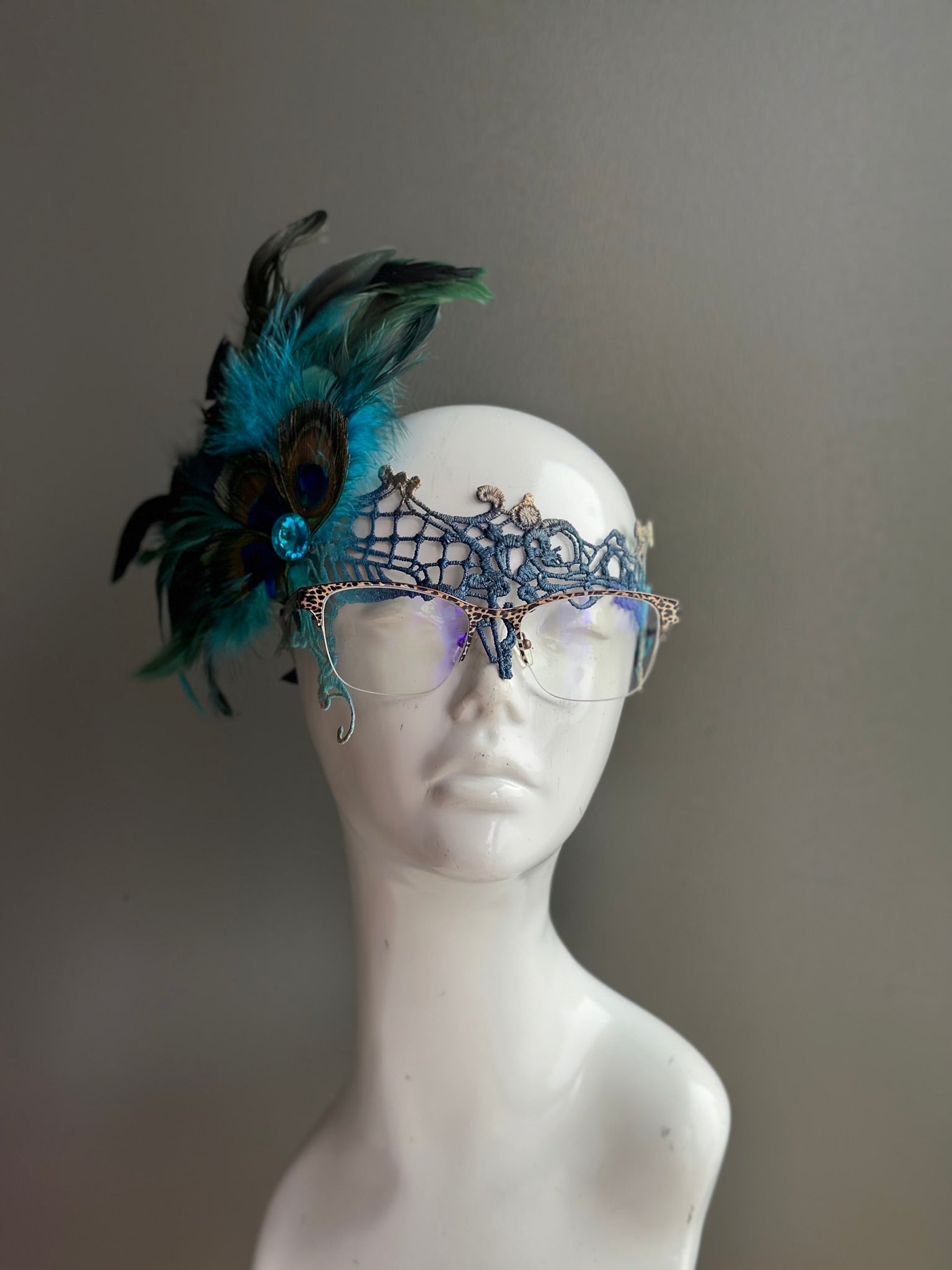 Eyeglass Mask - Peacock Mirage