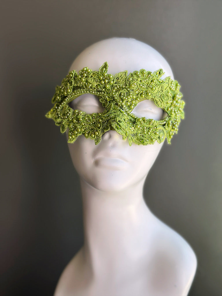 Lime Green Lace Masquerade Mask