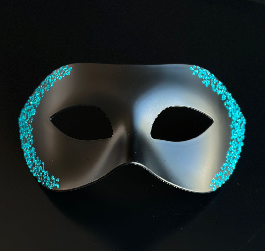 Turquoise Noir - Phantom Venetian Masquerade Mask