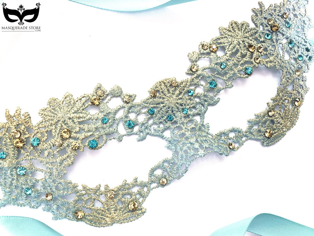 Princess Lace Mask - Teal and Gold
