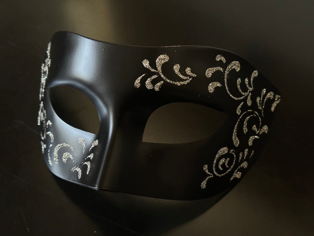 Black Allure Silver Design for Couples Masquerade Mask