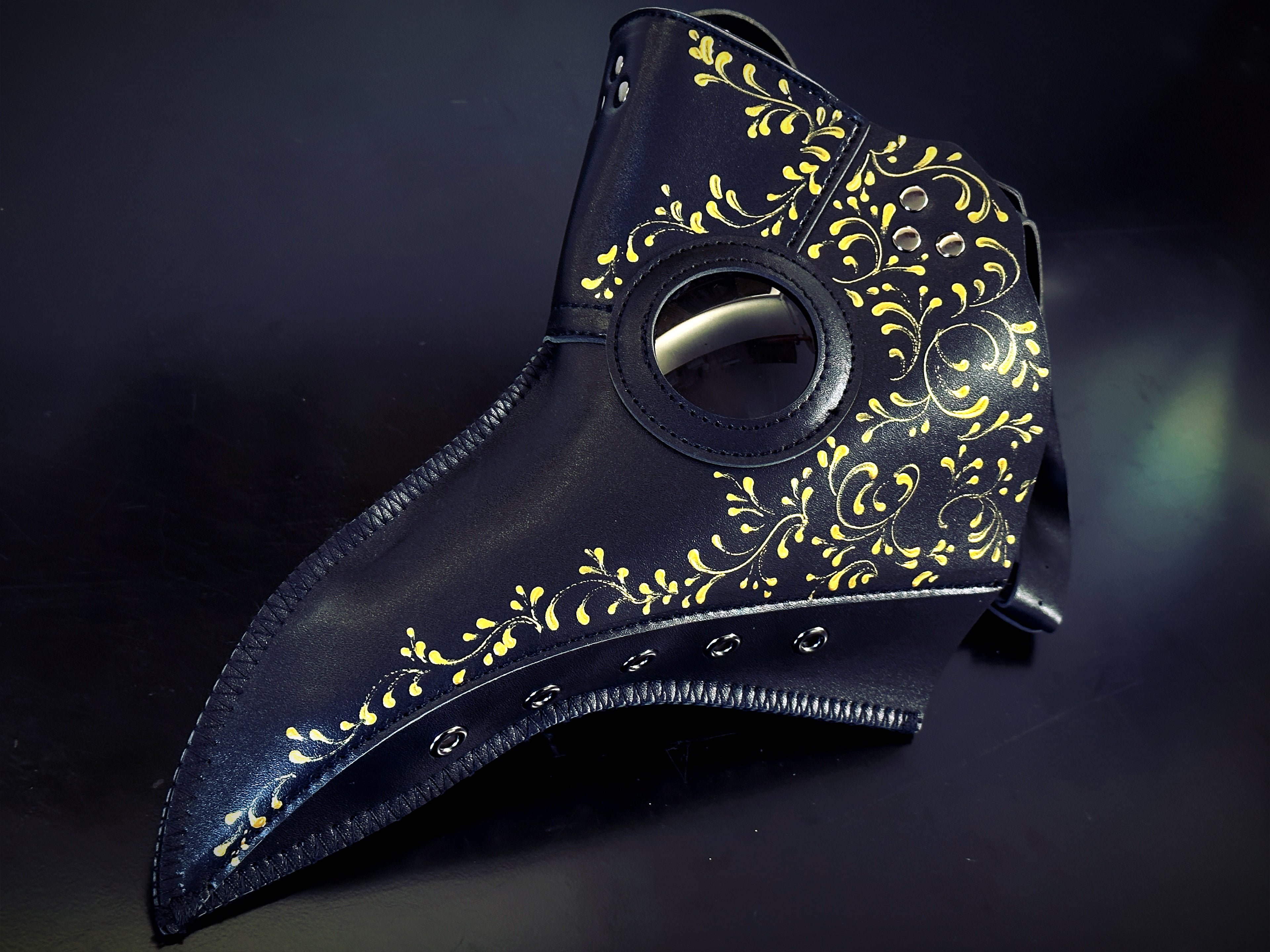 Vegan Leather Plague - Black/Yellow Gold