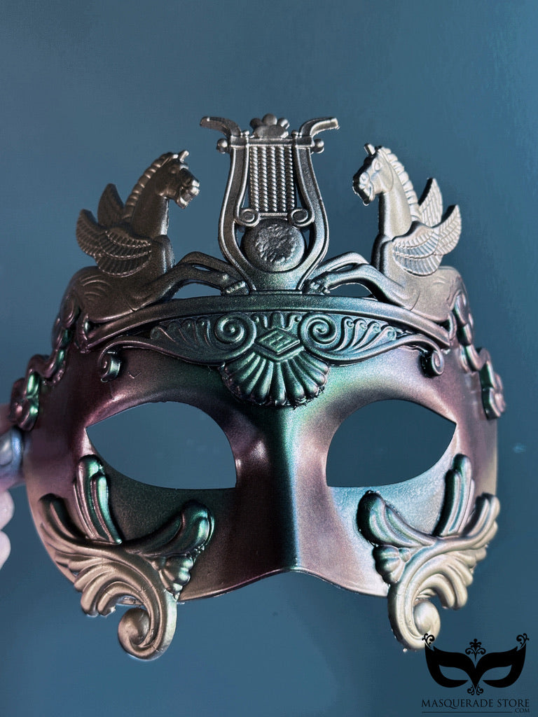 Horse Gladiator Mask - Green Metallic